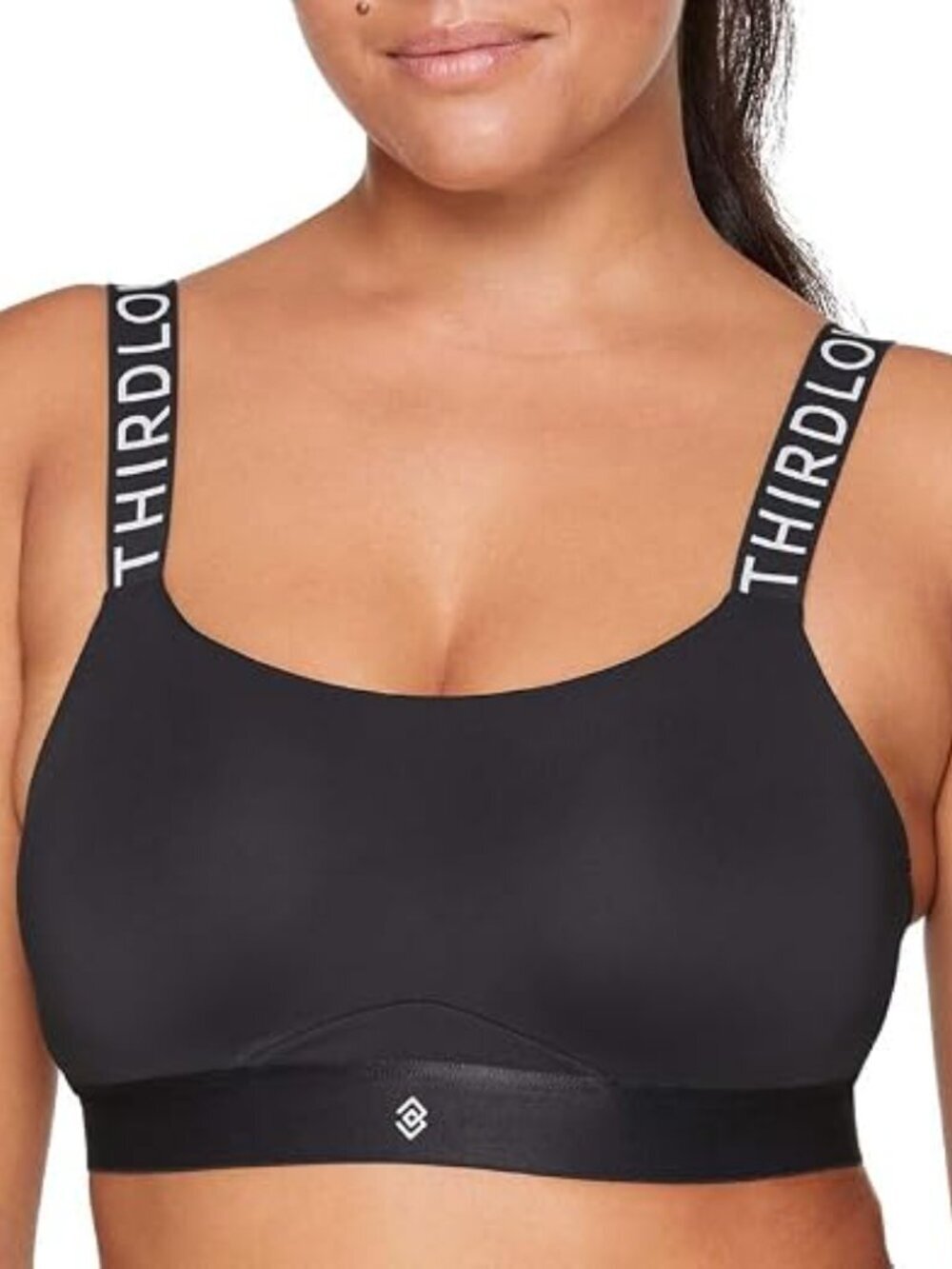 Third Love Kinetic Black Sports Bra with Logo Straps Size 34B Wireless